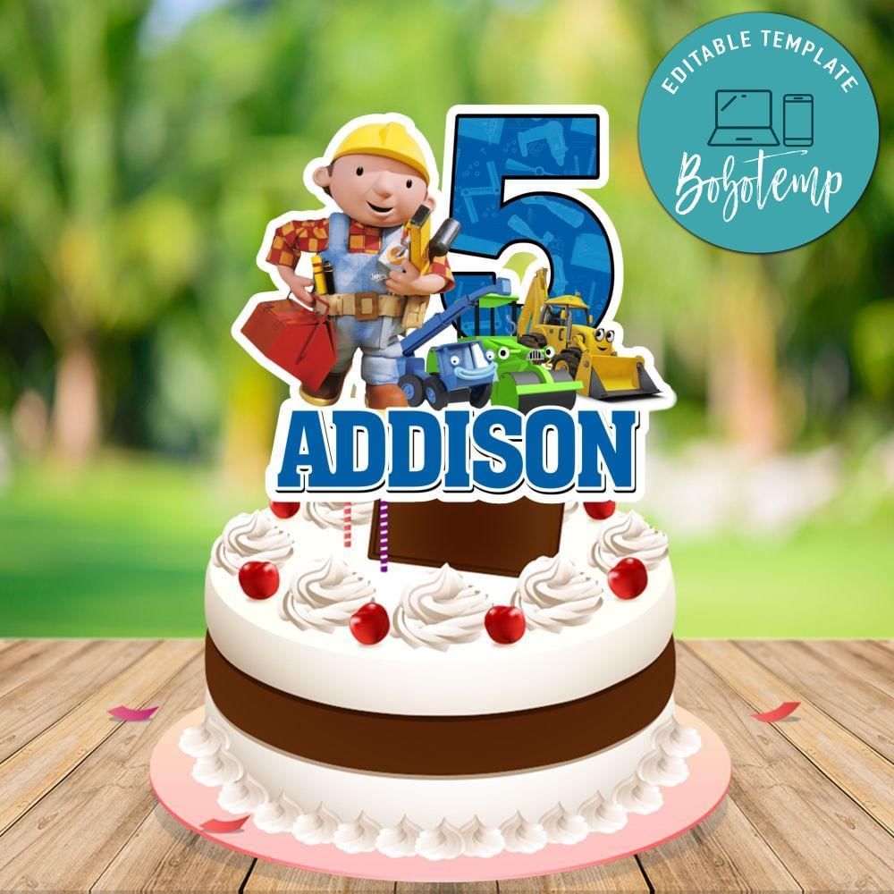 Bob The Builder Cake Topper Template Printable Instant Download