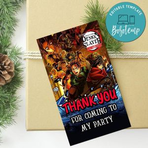 Demon Slayer: Kimetsu No Yaiba The Movie: Infinity Castle Thank You Tag Customizable Template To Print At Home Instant Download