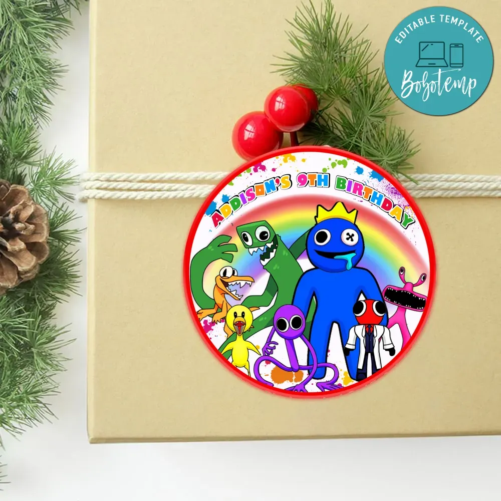 Rainbow Friends Roblox Circle Sticker Template Customizable DIY | Bobotemp