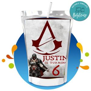 Assassin's Creed Capri Sun Birthday Labels Digital File Printable Instant Download