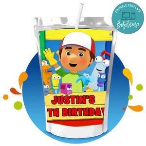 Handy Manny Capri Sun Birthday Labels Digital File Printable Instant Download