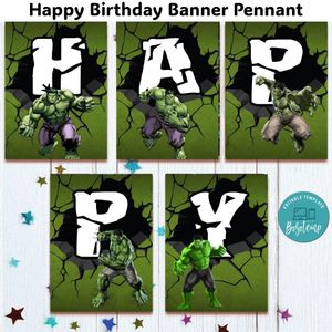 Hulk Banner Pennant Digital File Template Instant Download