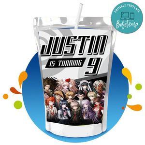 Danganronpa Capri Sun Birthday Labels Digital File Printable Instant Download