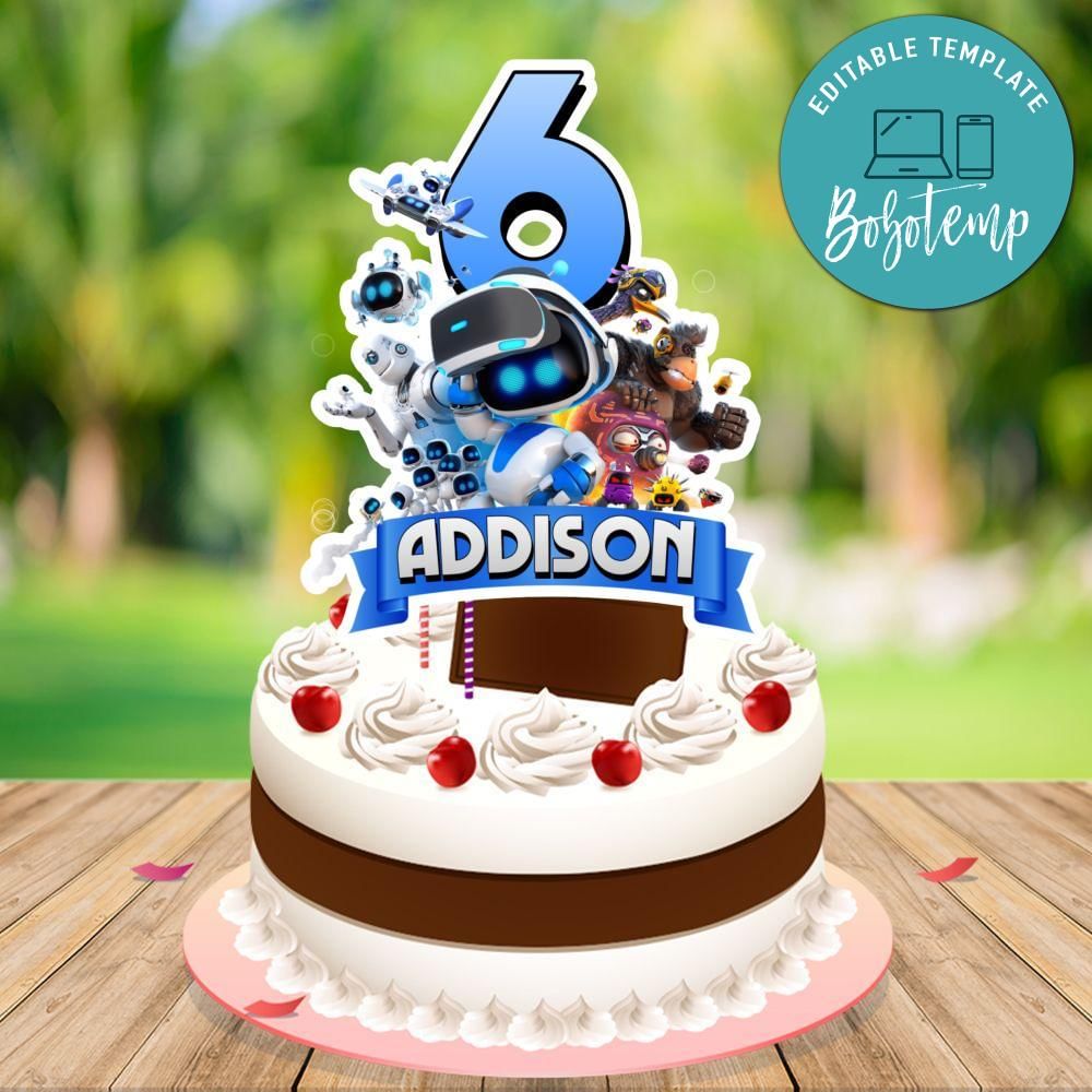 Astro Bot Birthday Cake Topper Template Printable | Bobotemp Shop