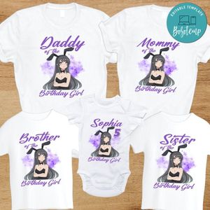 Bunny girl Family Birthday Party PNG file template