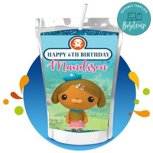 Dashi Dog Octonauts Capri Sun Birthday Labels Digital File Printable Instant Download