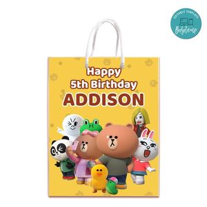 Brown And Friends Gift Bag Label Template Printable Instant Download