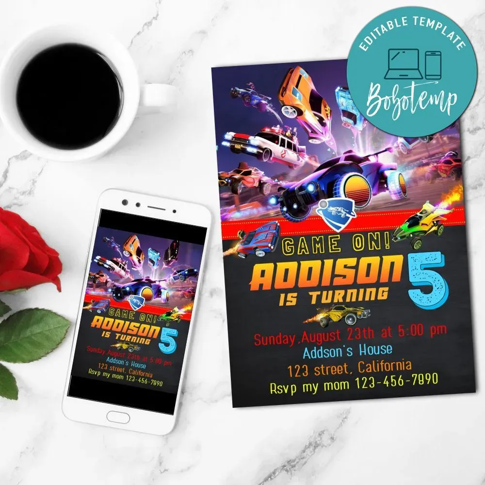 Rocket League Invitation Customizable Template DIY | Bobotemp
