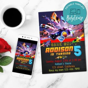 Rocket League Invitation Customizable Template to Print at Home Instant Download