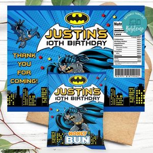 Batman Honeybun Snack Bag Digital File Printable Instant Download