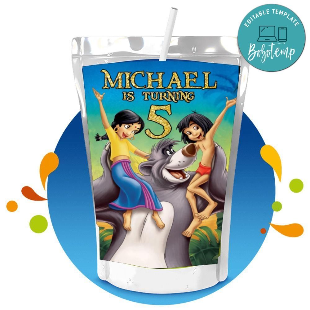 The jungle book Capri Sun Birthday Digital File Printable | Bobotemp