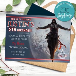 Assassin's Creed Invitation Customizable Template to Print at Home Instant Download