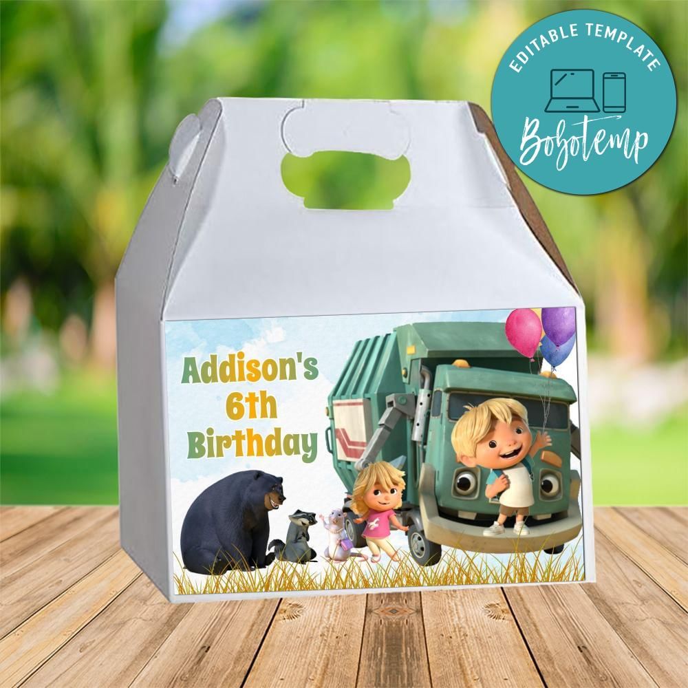 Trash Truck Gable Box Digital File Printable DIY | Bobotemp