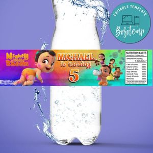 Mighty little bheem Birthday Water Bottle Label Template to Print at Home Instant Download