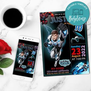 Max Steel Birthday Invitation Customizable Template to Print at Home Instant Download