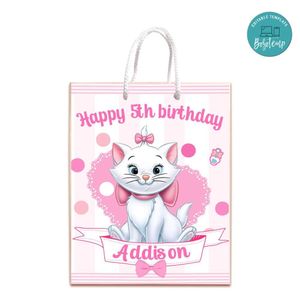 Marie Kitten Gift Bag Label Template Printable Instant Download