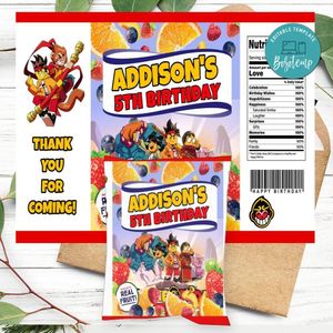 Monkie Kid Birthday Party Fruit Snack Bag Digital File Printable Instant Download