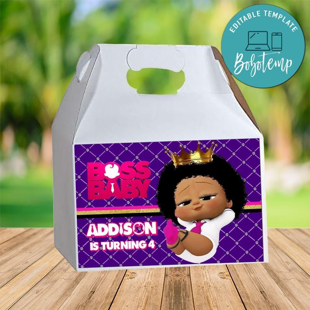 Boss Baby Girl Gable Box Digital File Printable Instant Download