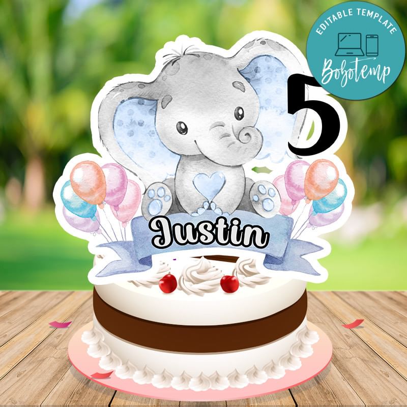 Elephant Cake Topper Template Printable DIY Bobotemp