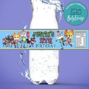 Creature Cases Birthday Water Bottle Label Template to Print at Home Instant Download