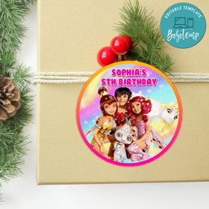 Mia And Me Circle Sticker Template Customizable to Print at Home Instant Download