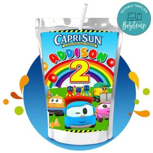 Leo the truck Capri Sun Birthday Labels Digital File Printable Instant Download