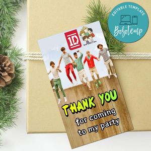 One Direction Thank You Tag Customizable Template To Print At Home Instant Download