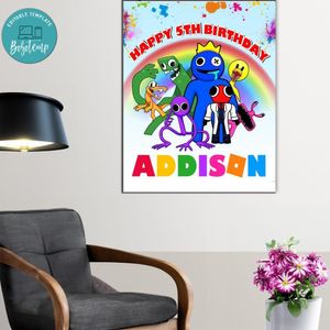 Rainbow Friends Roblox Birthday Poster Digital File Printable Instant Download