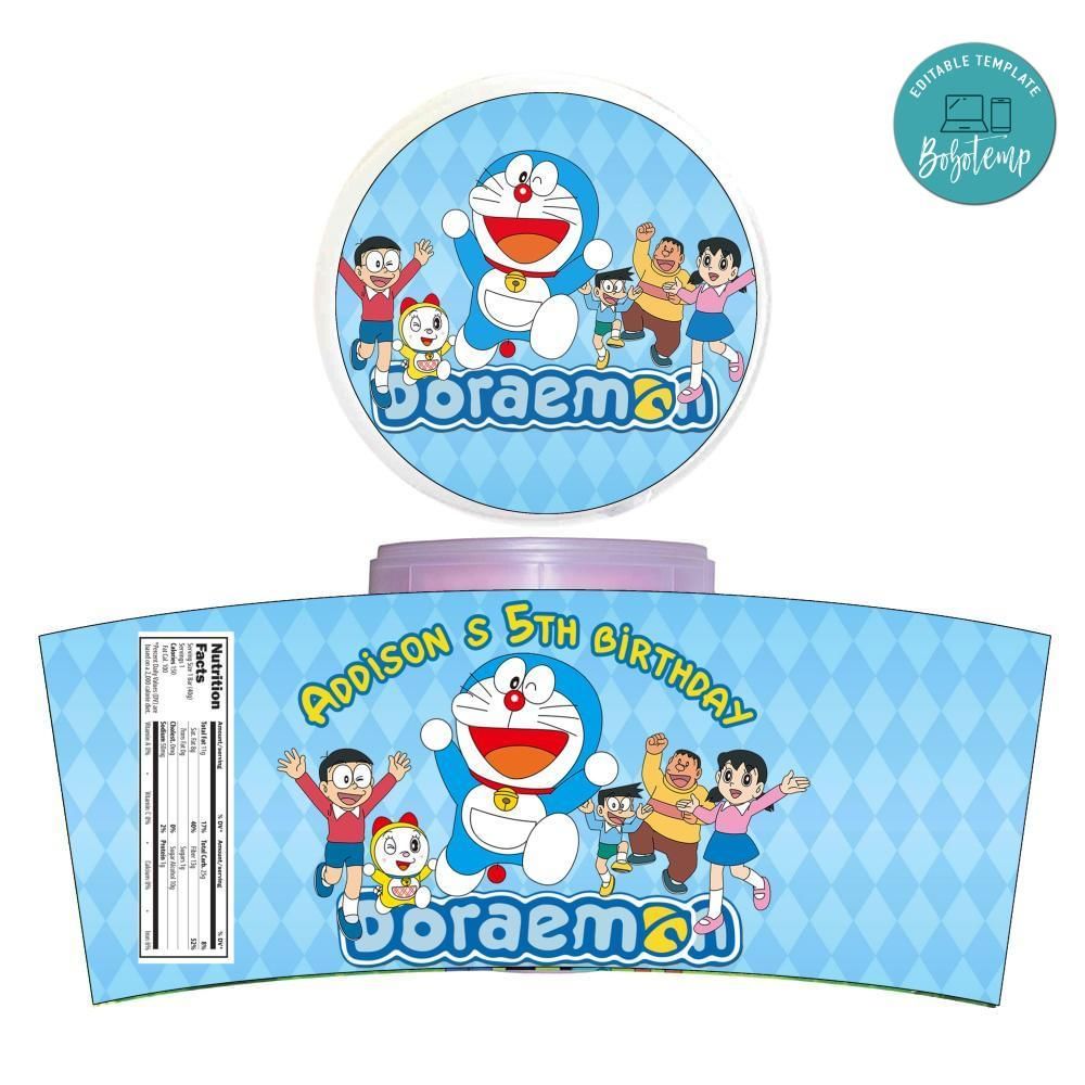 Doraemon Cotton Candy Label Template To Print At Home Instant Download