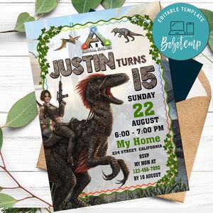 ARK Survival Evolved Invitation Customizable Template to Print at Home Instant Download
