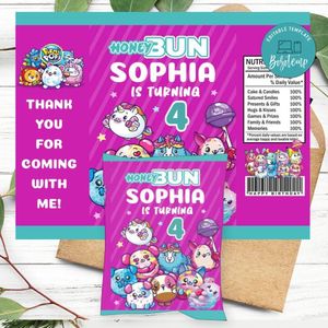 Pikmi Pop Birthday Honey Buns Snack Bag Label Customizable Instant Download