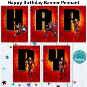 Iron Man Banner Pennant Digital File Template Instant Download