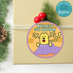 Wow Wow Wubbzy Circle Sticker Template Customizable to Print at Home Instant Download