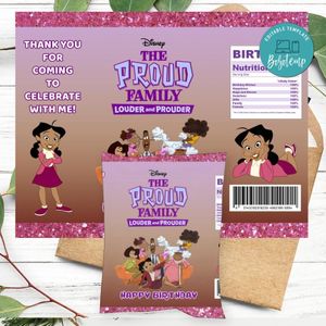 Proud family Birthday Chip Bag Digital File Printable Instant Download