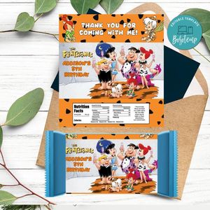 Flintstone Season 6 Candy Bar Label Customizable Template Instant Download