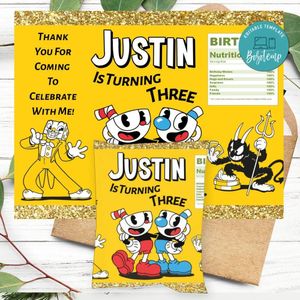 Cuphead Birthday Chip Bag Digital File Printable Instant Download