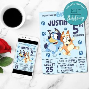 Bluey Customer Request Invitation Customizable Template to Print at Home Instant Download