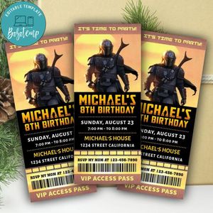 Mandalorian Ticket Invitation Customizable Template Instant Download