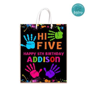 Hi Five Gift Bag Label Template Printable Instant Download