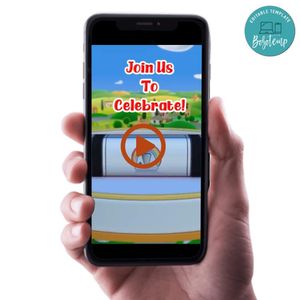 Junior express Birthday Video Invitation Digital Template Customizable Instant Download