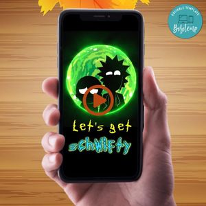 Rick and Morty Birthday Video Invitation Digital Template Customizable Instant Download