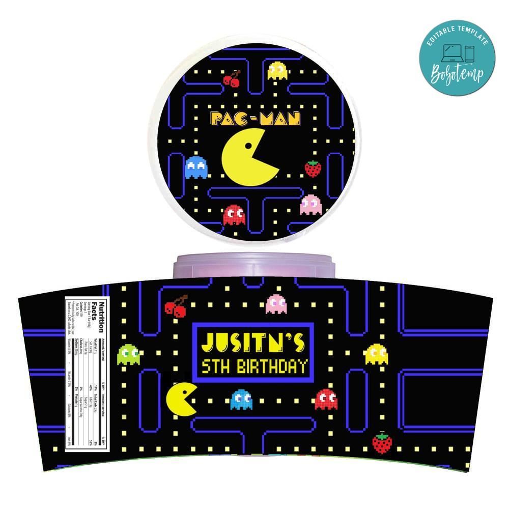 Pacman Cotton Candy Label Template To Print At Home Instant Download