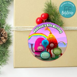 Buddi Cartoon Circle Sticker Template Customizable to Print at Home Instant Download