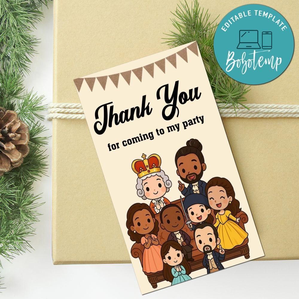 Hamilton Kids Thank You Tag Customizable Template To Print At Home Instant Download