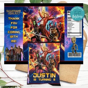 Guardians Of The Galaxy Birthday Chip Bag Digital File Printable Instant Download