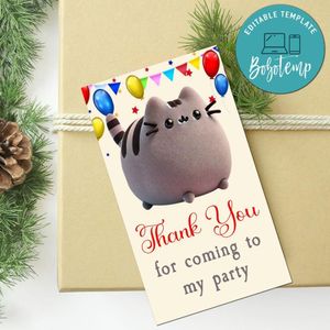 Cat Thank You Tag Customizable Template To Print At Home Instant Download