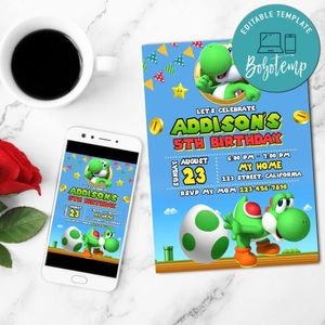 Yoshi Mobile Invite Customizable Template Instant Download