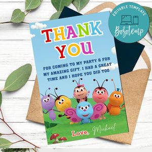 Bichikids Thank You Card Customizable Template To Print At Home Instant Download