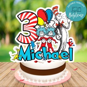 Dr seuss Cake Topper Template Printable Instant Download