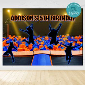 Sky Zone Birthday Backdrop Digital File Template Instant Download